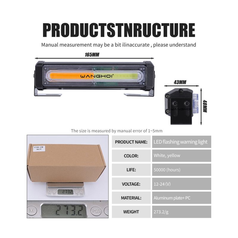 Cob Dual Row Led Strobe Warning Light Color Options 05 Dual Row White Amber COB dual-row LED strobe warning light white amber option