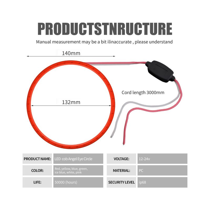 Cob Rgb Angel Eye Halo Ring Size Options 40 140Mm 06 Cob Rgb Halo 140 Size COB RGB angel eye halo ring 140mm reference