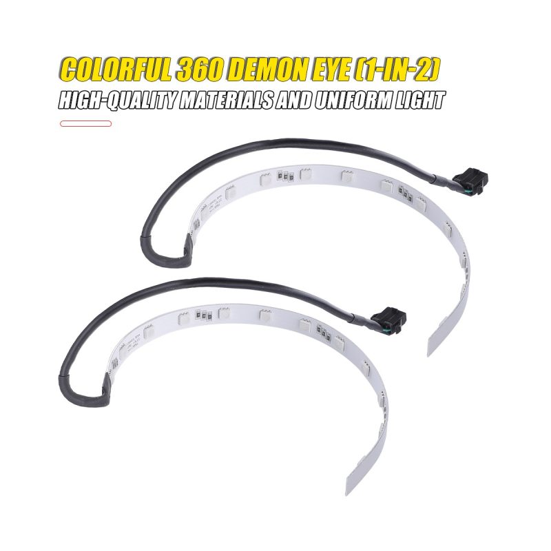 Colorful 360 Demon Eye Headlight Projector 1 To 2 Kit 02 Colorful 360 Demon Eye Headlight Projector 1 To 2 Kit 02 Colorful 360 Demon Eye Headlight Projector 1-to-2 Kit front or paired product reference