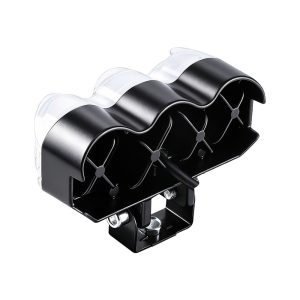 Curved Three Eye Led Projector Spotlight Rear Housing Rear housing view showing the black back cover and mounting bracket direction.