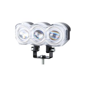 Curved Triple Lens Rgb Led Motorcycle Auxiliary Spotlight 04 Curved Rgb Front Curved triple lens RGB LED auxiliary spotlight front lens view