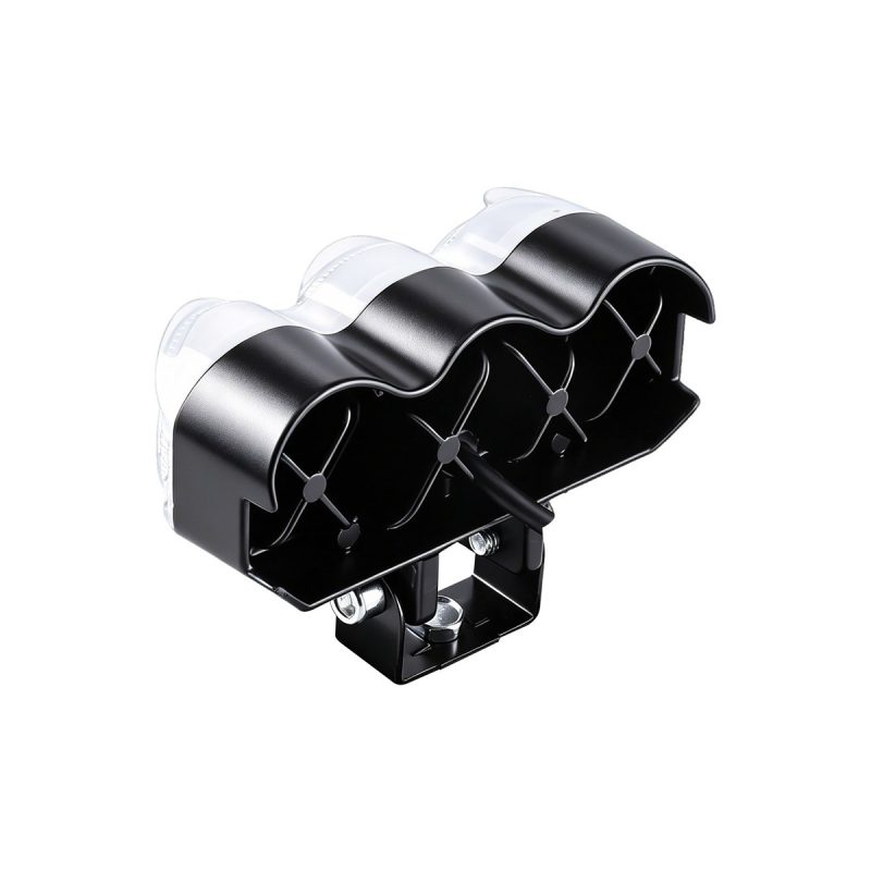 Curved Triple Lens Rgb Led Motorcycle Auxiliary Spotlight 05 Curved Rgb Rear Angle Curved triple lens RGB LED auxiliary spotlight rear angle view
