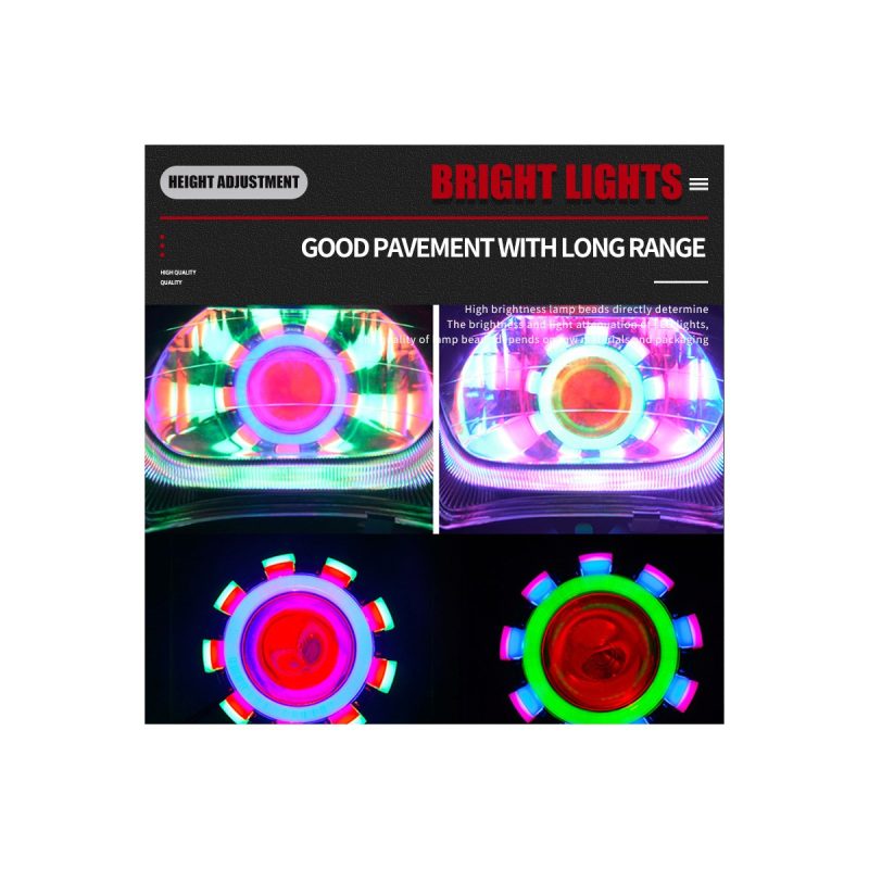 Double Angel Eye Led Devil Eye Projector Color Reference Source lighting graphic showing multiple color output references from the supplied material.