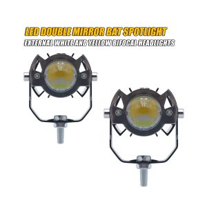 Double Mirror Bat Style Led Spotlight 02 Bat Mirror Front Front view of double-mirror bat-style LED spotlight
