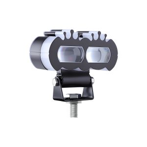 Double Pearl Demon Eye Led Motorcycle Spotlight 02 Double Demon Silver Double pearl demon eye LED spotlight silver front view