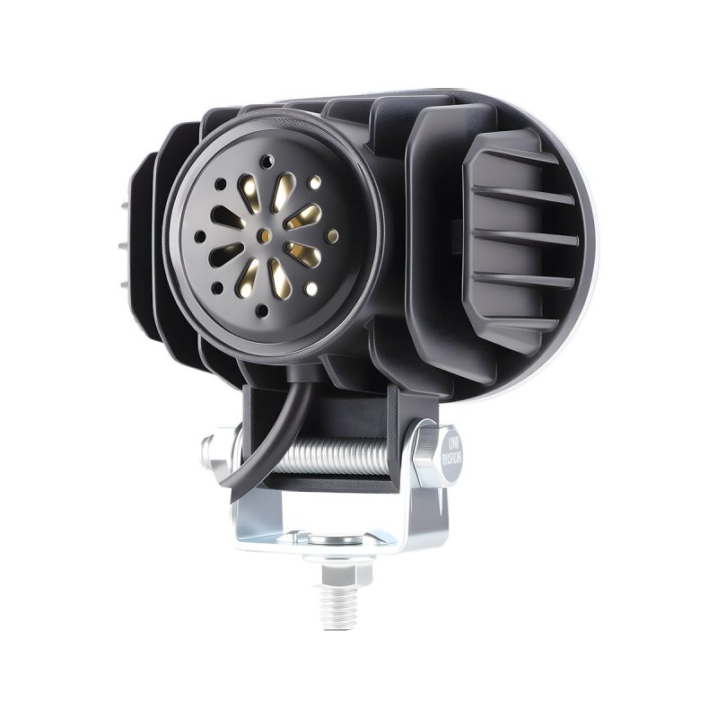 Rear horn view of dual-bead motorcycle horn LED auxiliary light