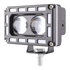 Dual Bead Rgb Demon Eye Led Work Light Front White Front view showing the rectangular housing, dual projector beads, and white accent sections.