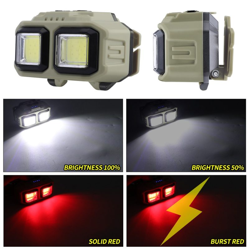 Dual Cob Led Head Mounted Work Light Lighting Modes Source lighting-mode graphic showing white light, solid red, and burst red references.
