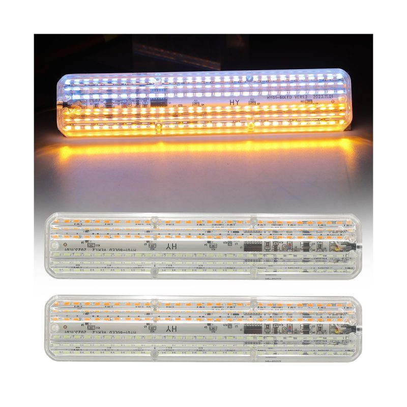 Yellow-blue dual-color motorcycle LED turn signal bar reference