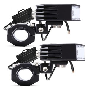 Dual Head Led Spotlight Work Light Side Profile Side profile source image showing lamp body depth, clamp mount, wiring, and controller box.
