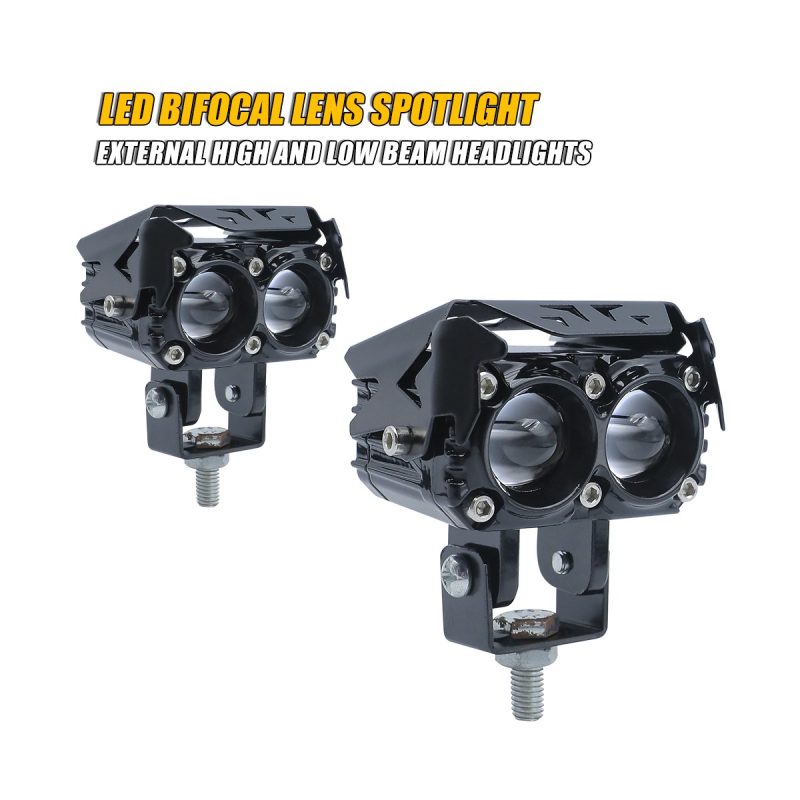 Dual-lens bifocal motorcycle auxiliary spotlight angle view