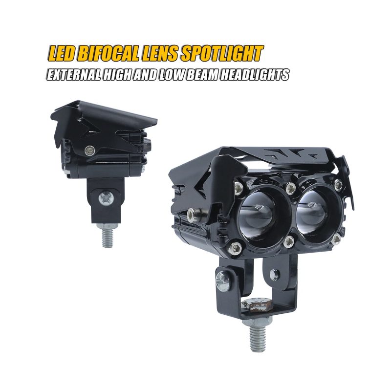 Dual-lens bifocal motorcycle auxiliary spotlight side view