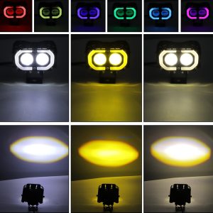 Dual Lens Binocular Led Motorcycle Spotlight Color Beam Reference Source graphic showing multiple color and beam references.