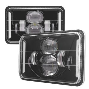 Dual Projector Straight Bar 7 Inch Square Led Headlight Light Output Reference Source image showing product views and light-output references for buyer checking.