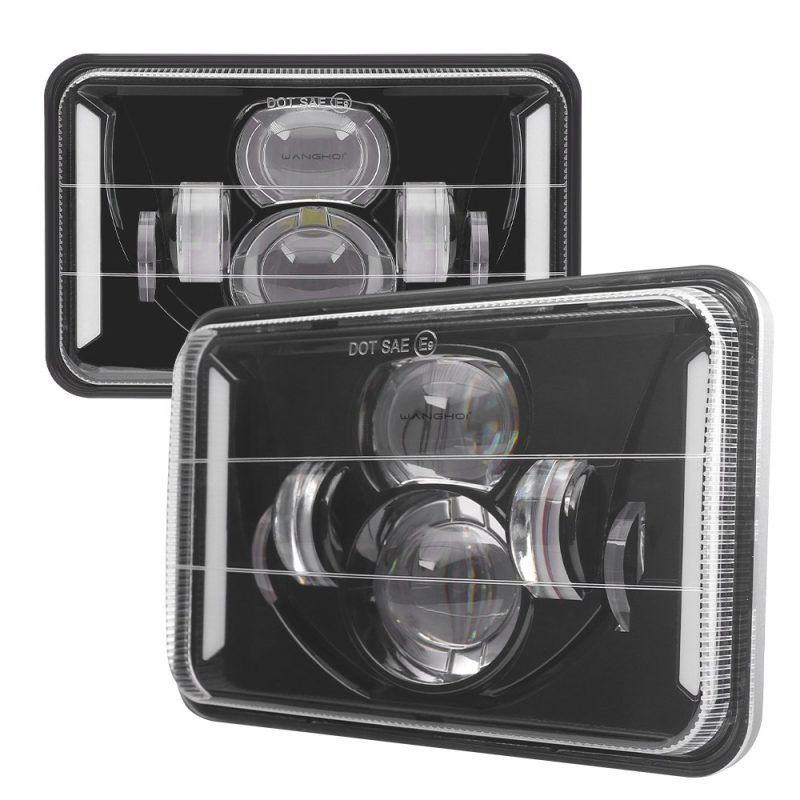 Dual Projector Straight Bar 7 Inch Square Led Headlight Light Output Reference Source image showing product views and light-output references for buyer checking.