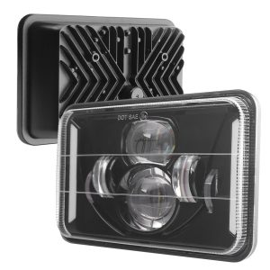 Dual Projector Straight Bar 7 Inch Square Led Headlight Multi View Multi-angle product reference showing front, side, and rear housing details.