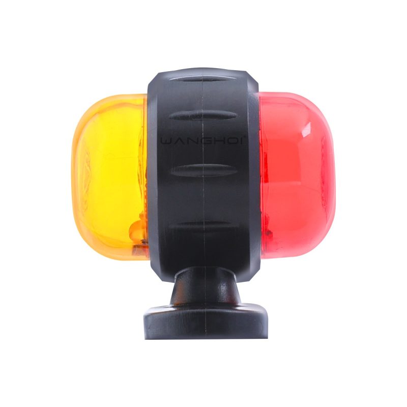 Center side view of red amber dual-sided warning marker light