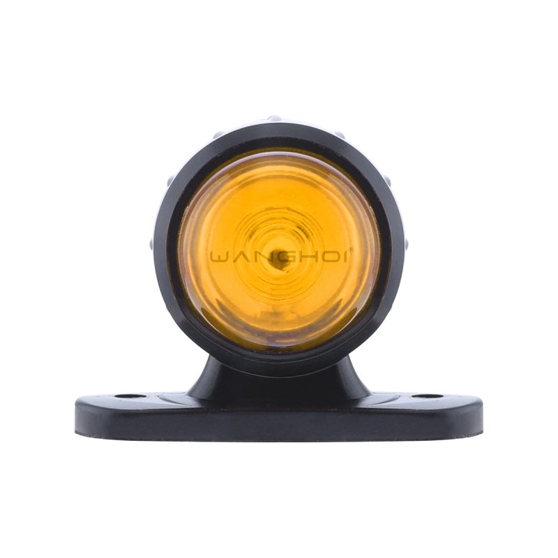 Amber lens front view of dual-sided LED truck warning marker light
