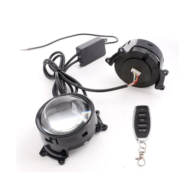 Remote angle reference for dynamic devil eye LED headlight projector pair