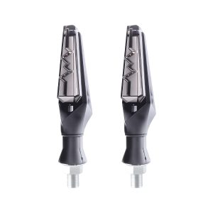 Electric Current Arrow Motorcycle Led Drl Turn Signal 02 Front Product Pair View Product-only front view showing the arrow lens shape.