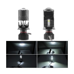 External Driver Bifocal Lens Led Headlight Bulb Light Output White light output reference from the supplied source images.