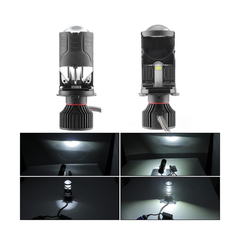 External Driver Bifocal Lens Led Headlight Bulb Light Output White light output reference from the supplied source images.