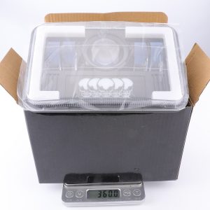 Five Bead Alien Pattern 7 Inch Square Led Headlight Packing Reference Packing reference showing the headlight in a plain box with scale reference.