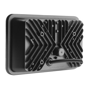 Five Bead Alien Pattern 7 Inch Square Led Headlight Rear Housing Rear housing view showing the heat-sink structure and cable exit reference.