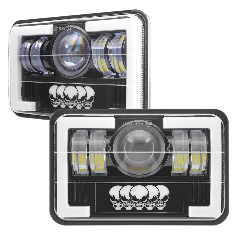 Five Skull 7 Inch Square Led Projector Headlight Front Angled Front and angled product reference for buyers checking styling and lens structure.