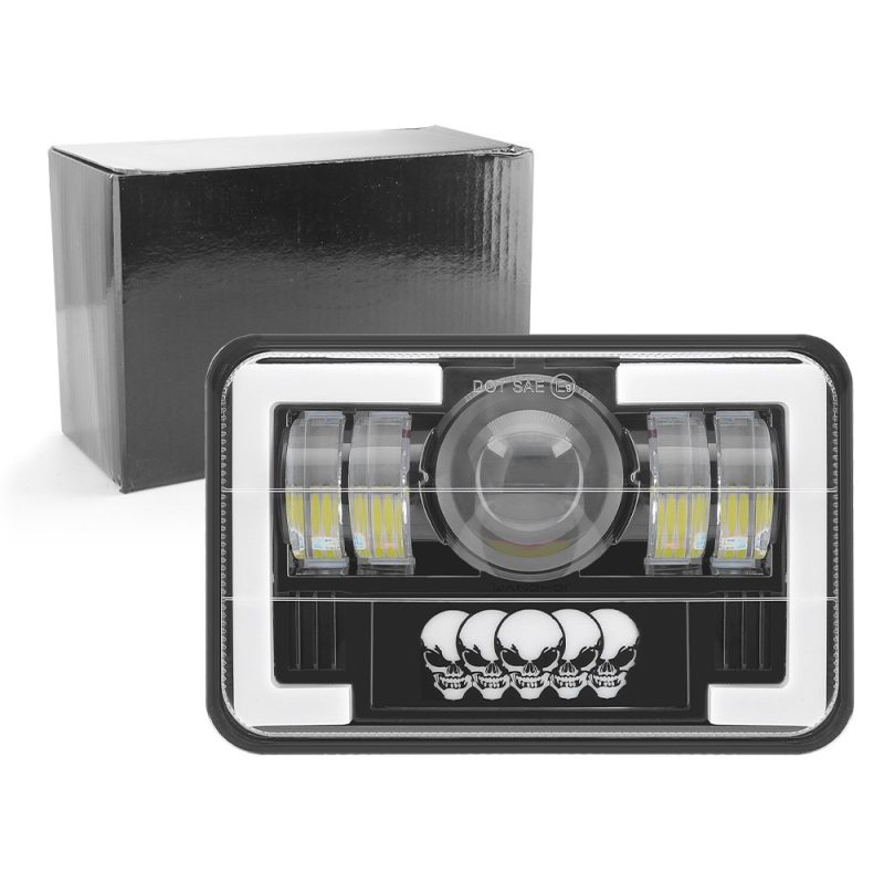 Five Skull 7 Inch Square Led Projector Headlight Packing Packing reference showing the headlight with a plain black box.