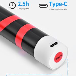 English detail graphic showing Type-C charging, 2.5h charging time reference, and light-mode operation reference.