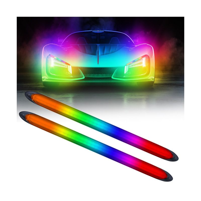 Flexible Tri Color Led Daytime Running Light Strip 05 Tri Drl Rgb Flexible tri-color LED daytime running light strip RGB colorful effect