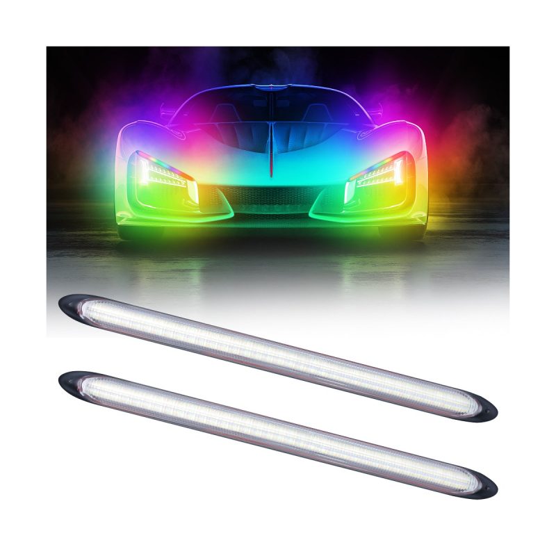 Flexible Tri Color Led Daytime Running Light Strip 06 Tri Drl Car Effect Flexible tri-color LED daytime running light strip front lighting effect reference