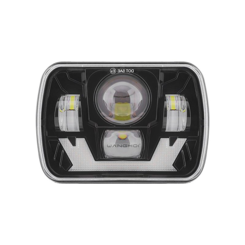 Four Bead 7 Inch Square Led Headlight 03 Four Bead 7 Inch Square Led Headlight 03 Four-Bead 7 Inch Square LED Headlight side and depth reference