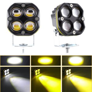 Four Lens Clover Devil Eye Led Work Light Beam Reference Source image showing white and yellow beam references from the supplied product folder.