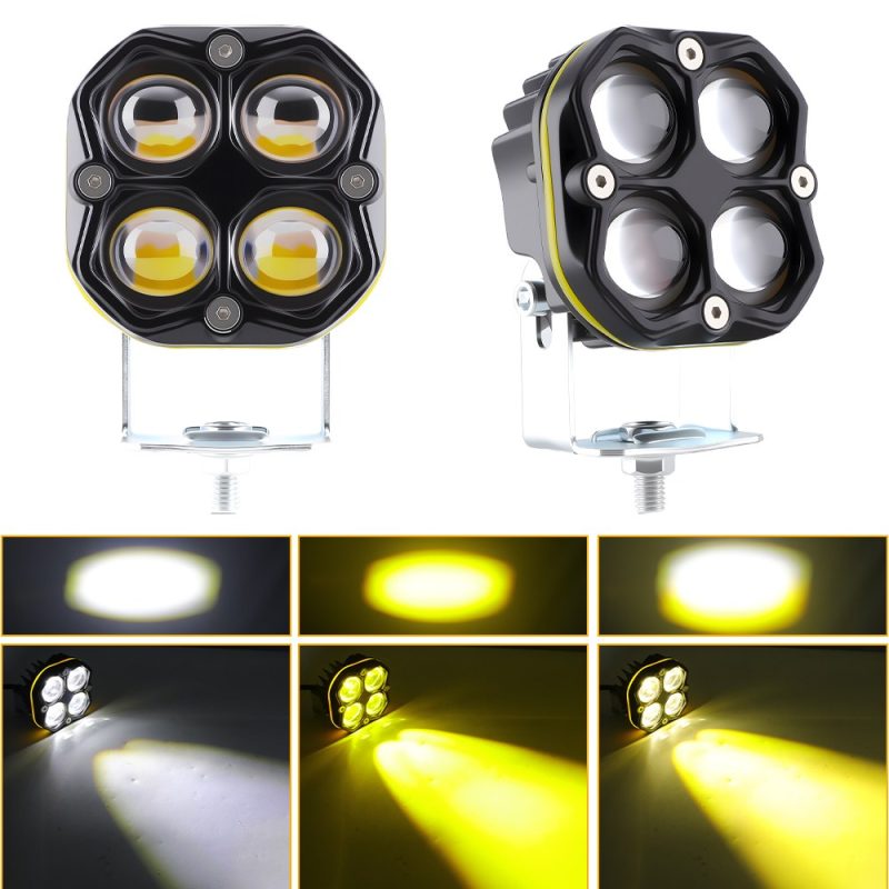 Four Lens Clover Devil Eye Led Work Light Beam Reference Source image showing white and yellow beam references from the supplied product folder.