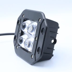 Four Lens Embedded Led Projector Fog Light Angled Side Angled side view showing lens face and housing depth.