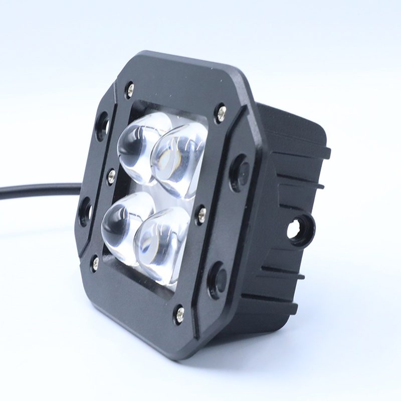Four Lens Embedded Led Projector Fog Light Angled Side Angled side view showing lens face and housing depth.