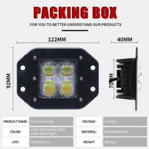Four Lens Embedded Led Projector Fog Light Specification Four-lens specification reference supplied with the product folder.