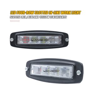 Four Row Led Red Blue Strobe Work Light Bar 01 Four Row Strobe Main Four-row LED red blue strobe work light bar front view