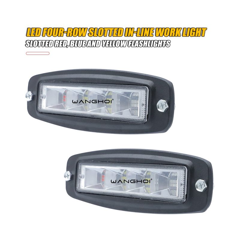 Four Row Led Red Blue Strobe Work Light Bar 02 Four Row Strobe Pair Pair view of four-row LED red blue strobe work light bar