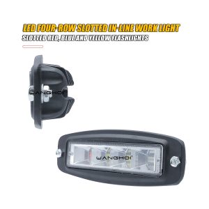 Four Row Led Red Blue Strobe Work Light Bar 03 Four Row Strobe Side Side view of four-row LED red blue strobe work light bar