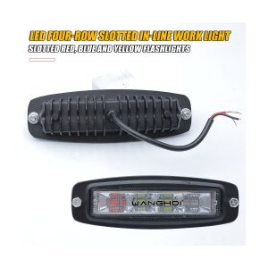 Four Row Led Red Blue Strobe Work Light Bar 04 Four Row Strobe Rear Rear housing view of four-row LED strobe work light bar