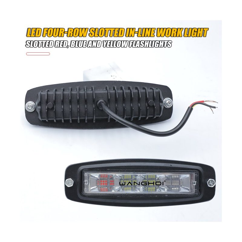 Four Row Led Red Blue Strobe Work Light Bar 04 Four Row Strobe Rear Rear housing view of four-row LED strobe work light bar
