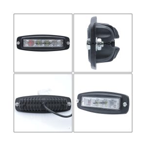 Four Row Led Red Blue Strobe Work Light Bar 06 Four Row Strobe Views Front side and rear view collage for four-row LED strobe work light bar