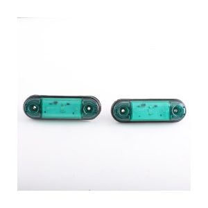 Green Long Led Truck Side Marker Light 12V 24V Ip68 02 Front Product Close Up Close-up showing the green long lens and mounting holes.