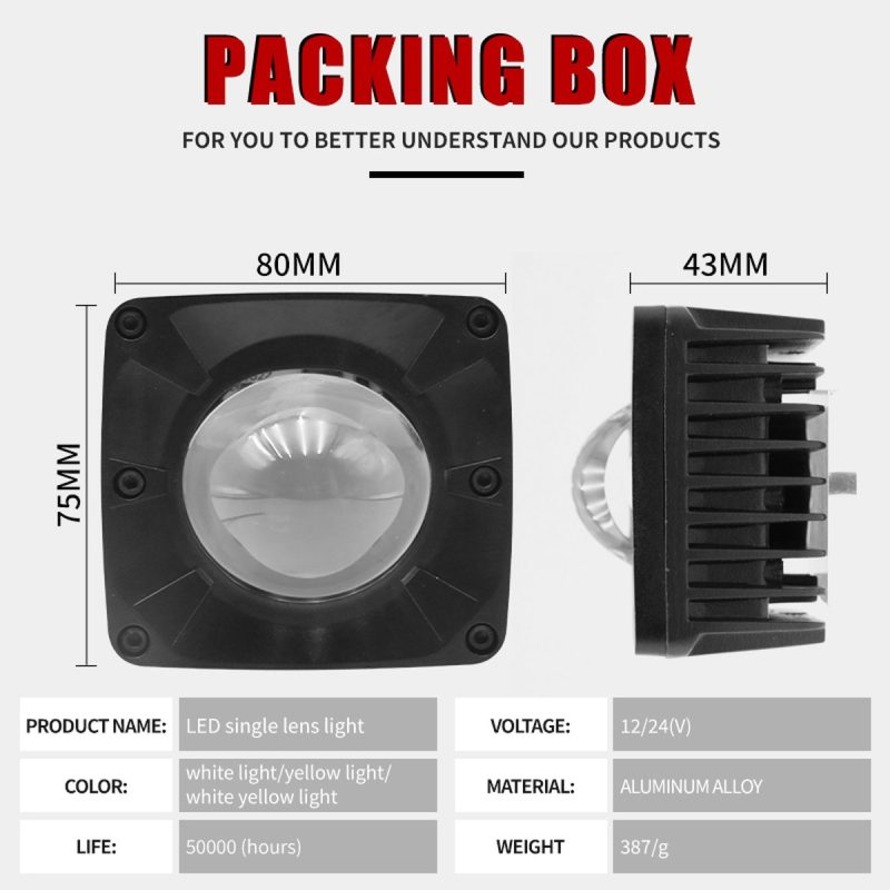 Gz01 1 Square Single Lens Led Auxiliary Light Specification GZ01-1 single-lens specification reference supplied with the product folder.