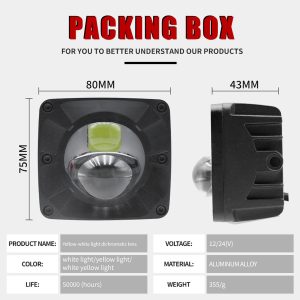 Gz01 6 Square Yellow White Projector Light Specification GZ01-6 yellow-white lens specification reference supplied with the product folder.