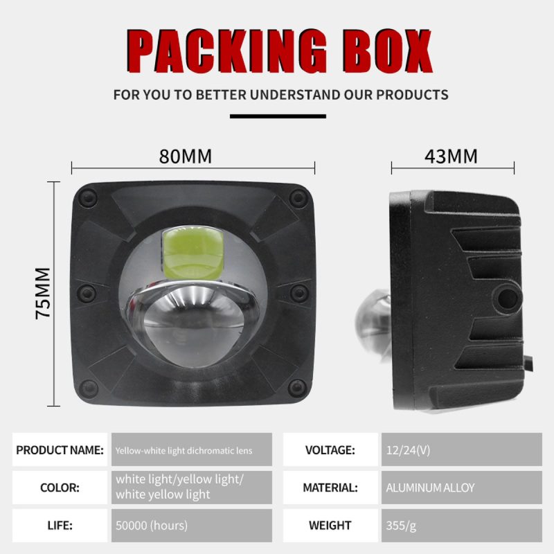 Gz01 6 Square Yellow White Projector Light Specification GZ01-6 yellow-white lens specification reference supplied with the product folder.