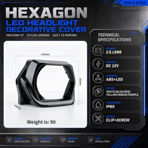 Black technical reference image for the hexagon demon eye lens cover.
